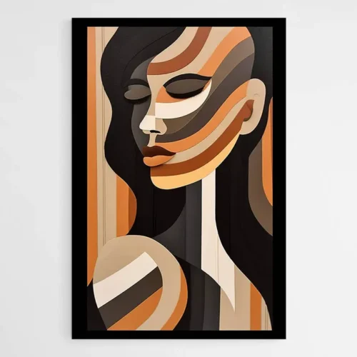 Tableau visage abstrait bleu et jaune