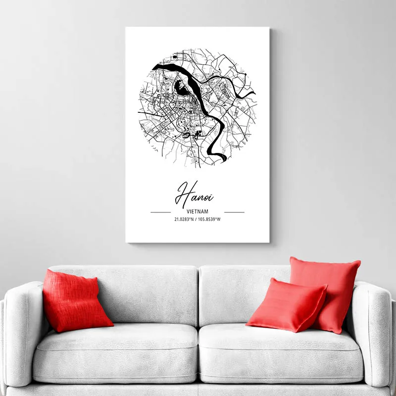 Affiche Carte Hanoi