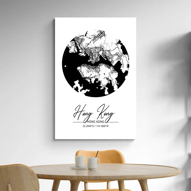 Affiche Carte Hong Kong