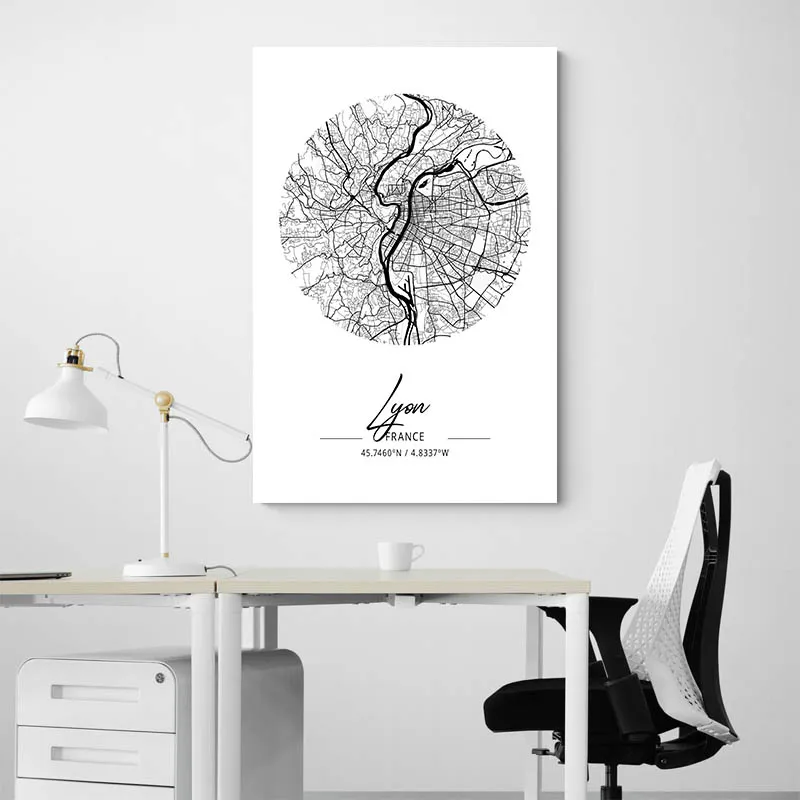 Affiche Carte Lyon