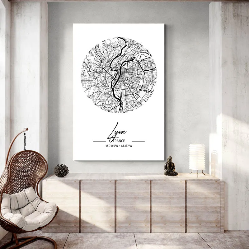 Affiche Carte Lyon