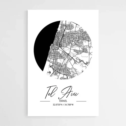 Affiche Carte Tel Aviv