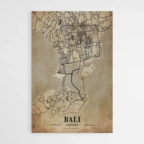 Affiche Carte Vintage Bali Indonesia