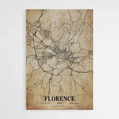 Affiche Carte Vintage Florence Italy