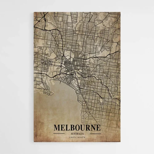 Affiche Carte Vintage Melbourne Australia