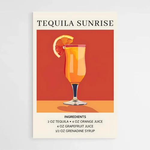 Affiche Ingredients Tequilla Sunrise