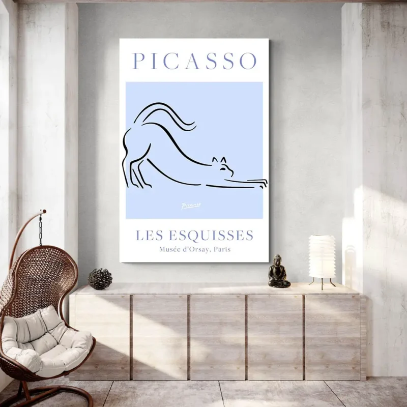 Affiche chat Picasso bleue