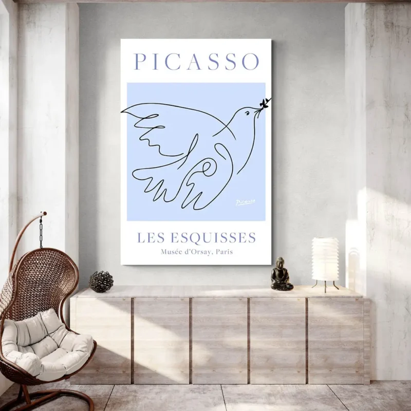 Affiche colombe Picasso bleue