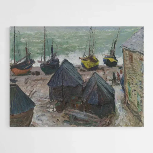 Bateaux sur la plage d'Étretat - Monet