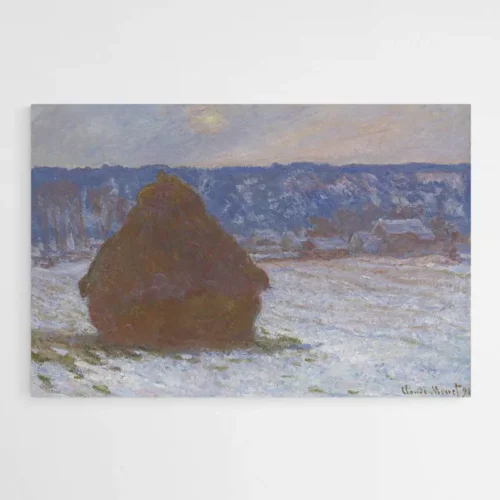 Pile de blé (effet neige, jour couvert) - Monet