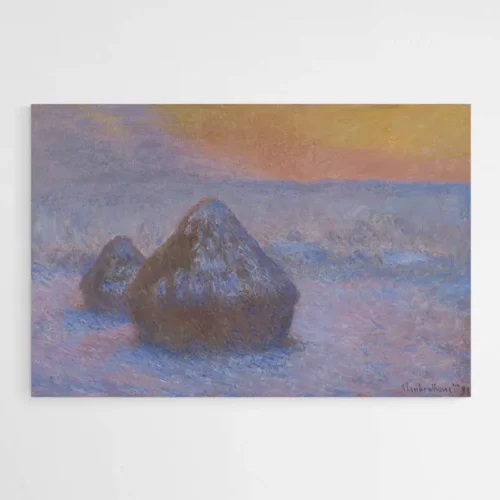 Piles de blé (Coucher de soleil, effet neige) - Monet