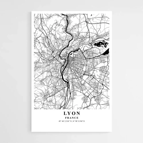 Poster Carte Lyon France