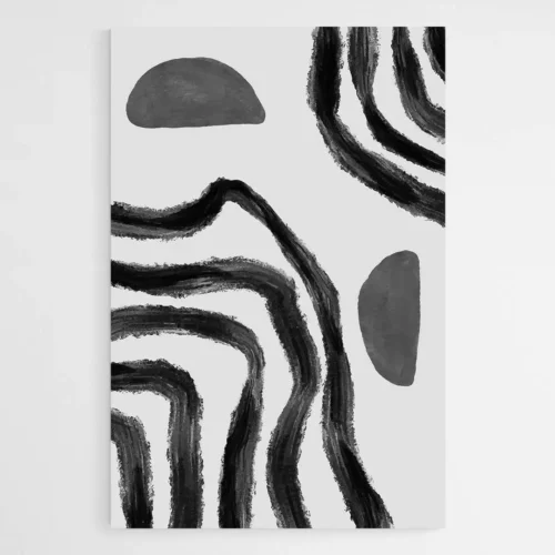Tableau abstrait blanc et noir