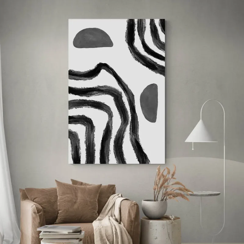 Tableau abstrait blanc et noir