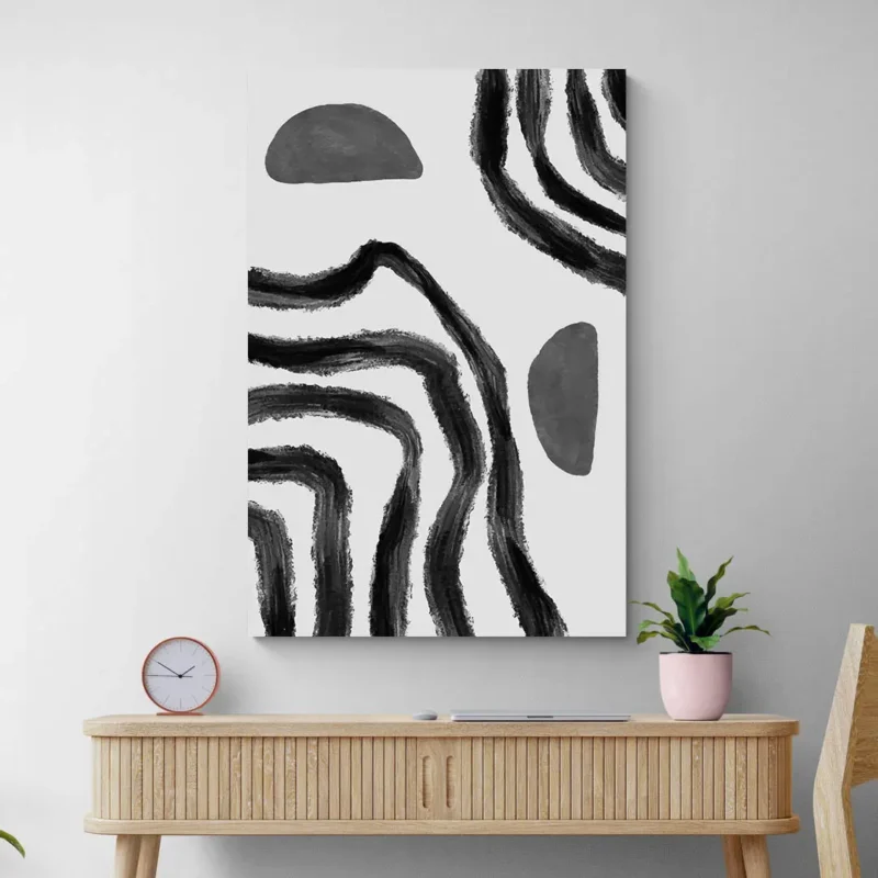 Tableau abstrait blanc et noir