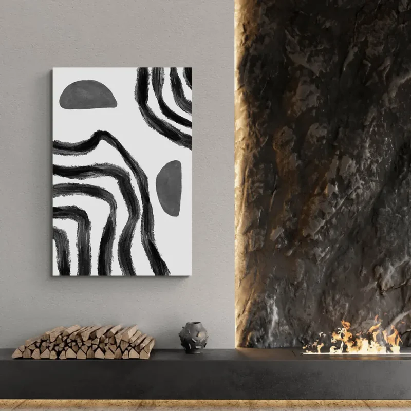 Tableau abstrait blanc et noir