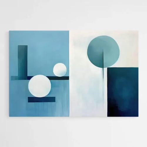 Tableau Abstrait Bleu et Blanc