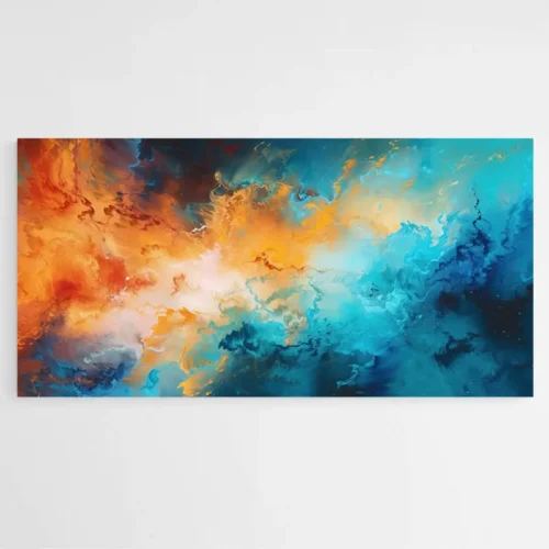 Tableau Abstrait Bleu et Orange