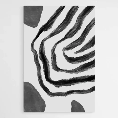 Tableau abstrait noir et blanc gris