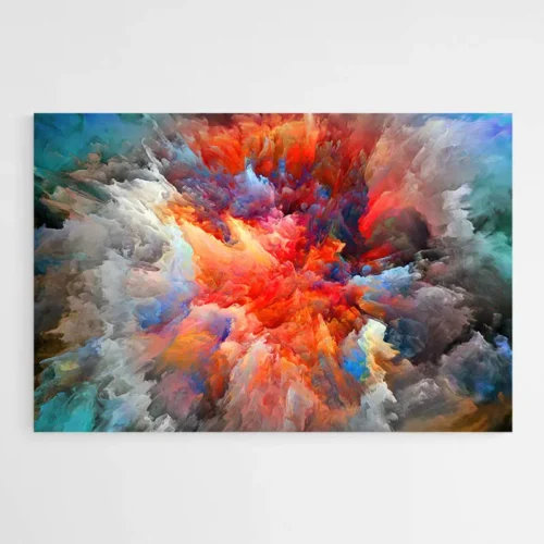 Tableau Abstrait Orange et Gris