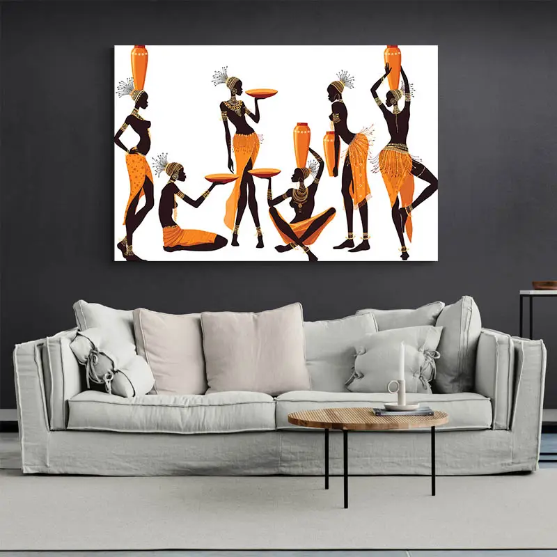 Tableau Africain Femmes Porteuses d'Eau