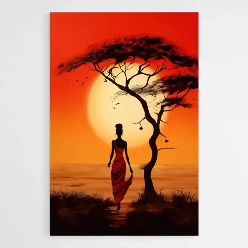 Tableau Africain Silhouette Femme