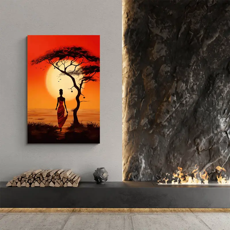 Tableau Africain Silhouette Femme