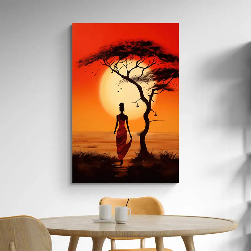 Tableau Africain Silhouette Femme
