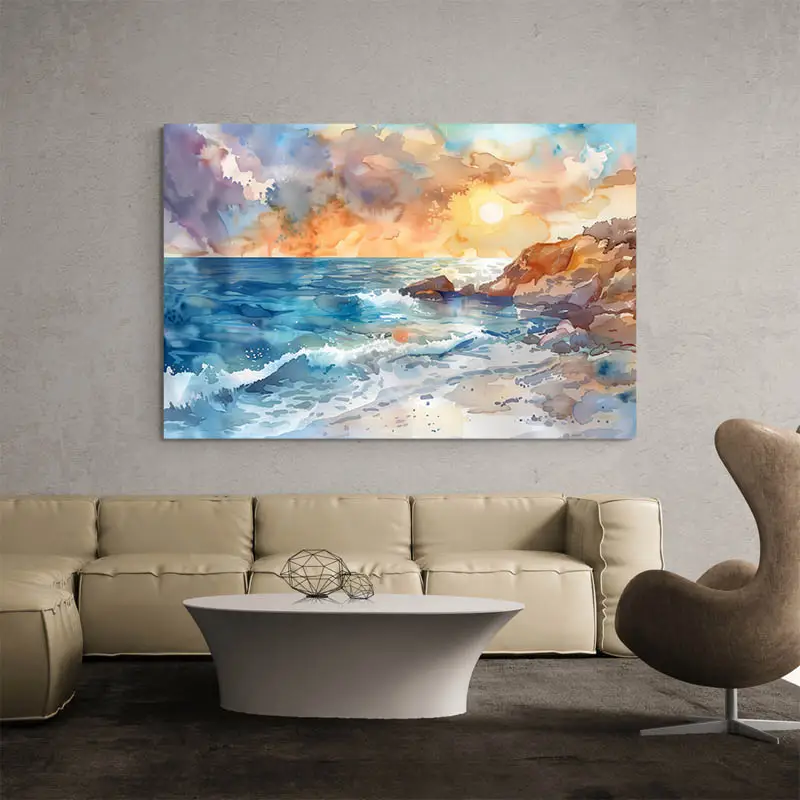 Tableau Aquarelle Bord de Mer