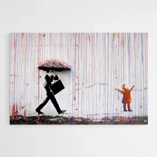 Tableau Banksy Colored Rain