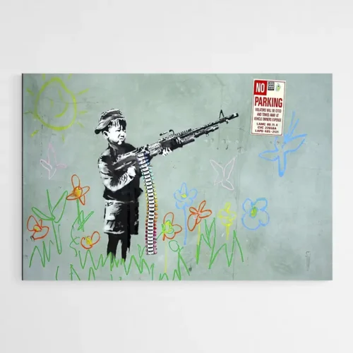 Tableau Banksy Petit Garcon Fusil