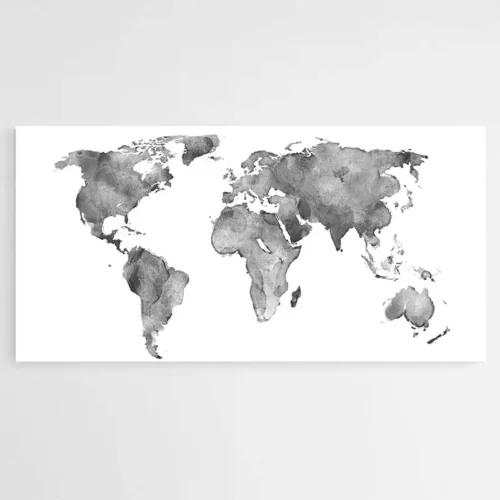 Tableau Carte du Monde Gris