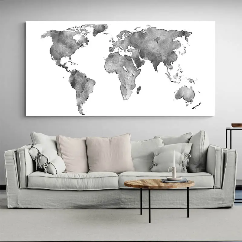 Tableau Carte du Monde Gris
