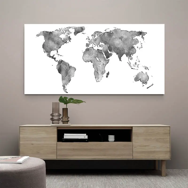 Tableau Carte du Monde Gris