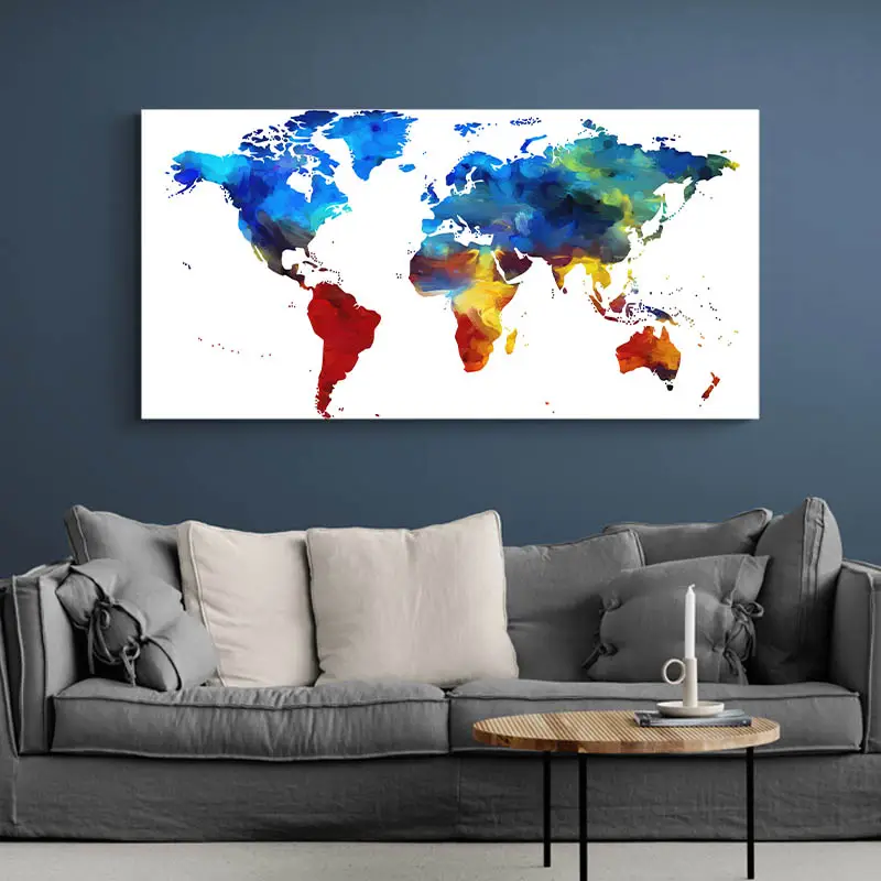 Tableau Carte du Monde Multicolore