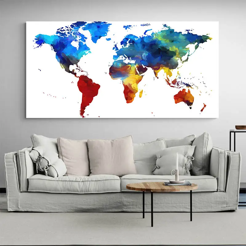 Tableau Carte du Monde Multicolore