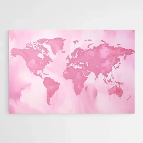 Tableau Carte du Monde Rose