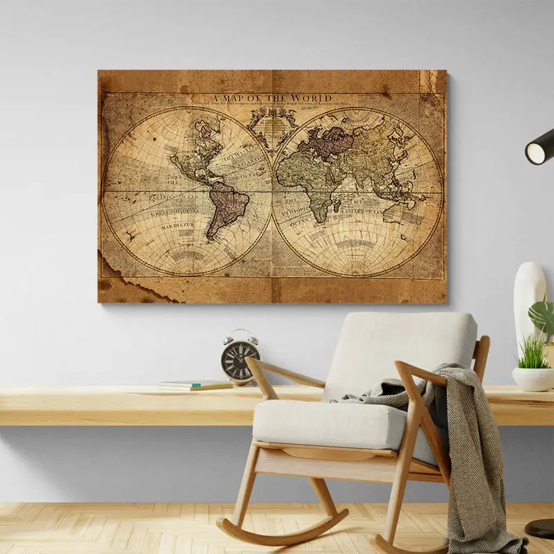 Tableau Carte du Monde Vintage