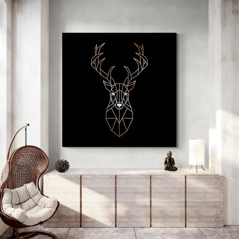 Tableau Cerf Fond Noir