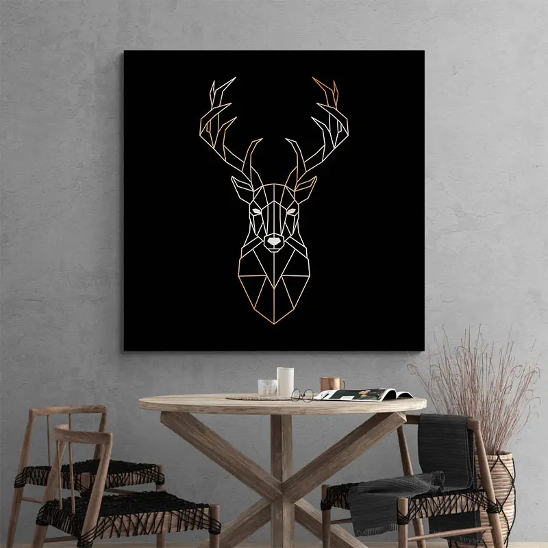 Tableau Cerf Fond Noir