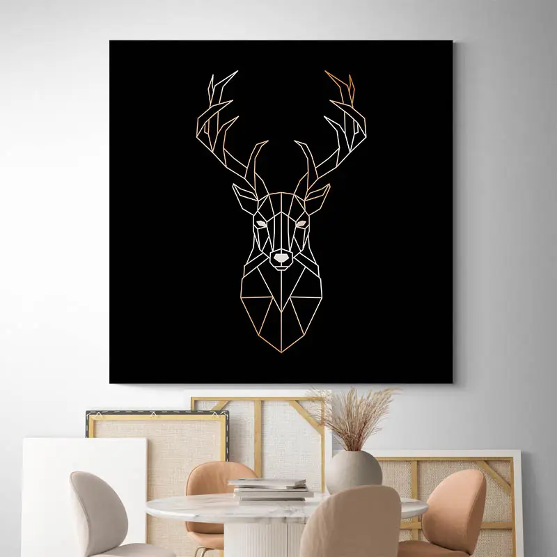Tableau Cerf Fond Noir