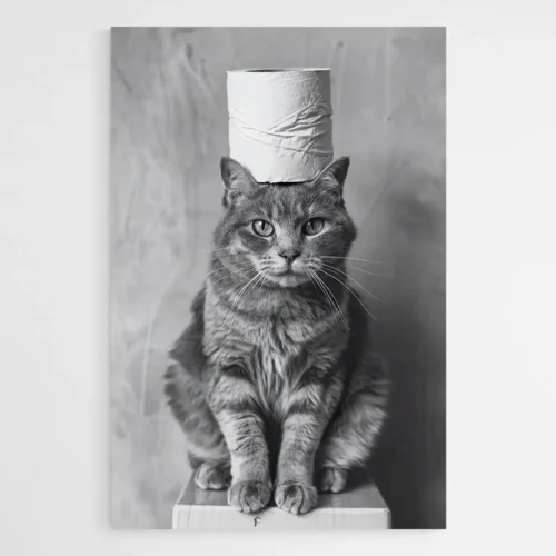 Tableau chat gris drôle