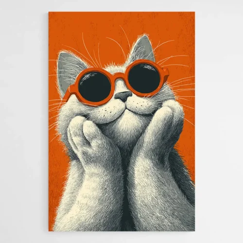 Tableau chat avec des lunettes