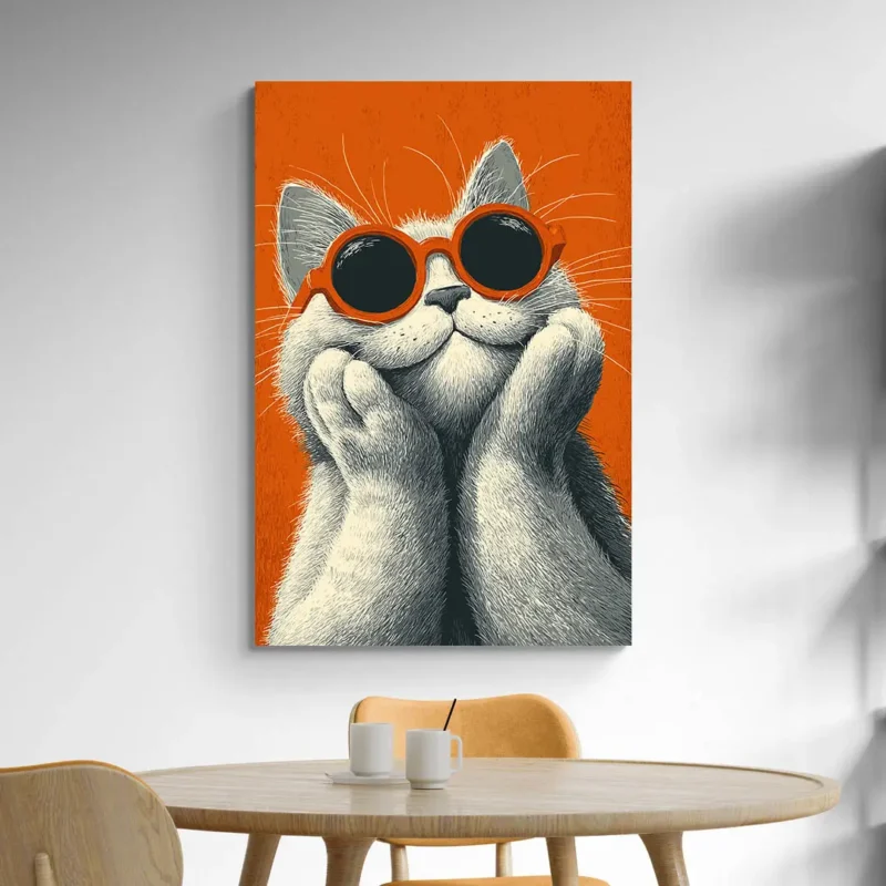 Tableau chat avec des lunettes