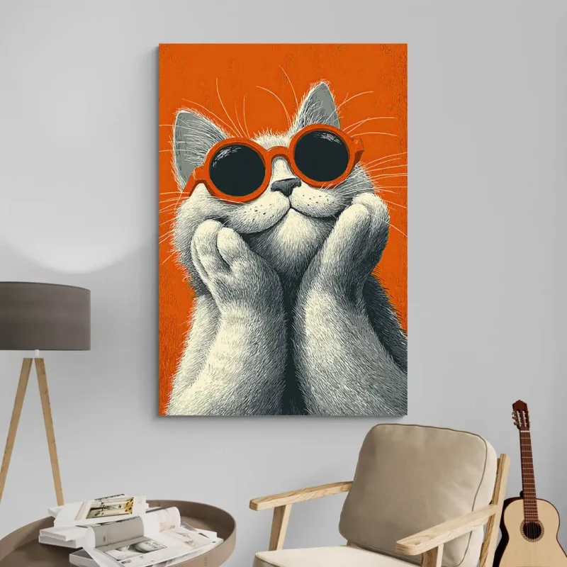 Tableau chat avec des lunettes