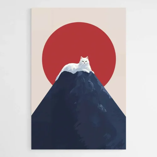 Tableau chat Mont Fuji