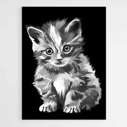 Tableau Chat Noir et Blanc
