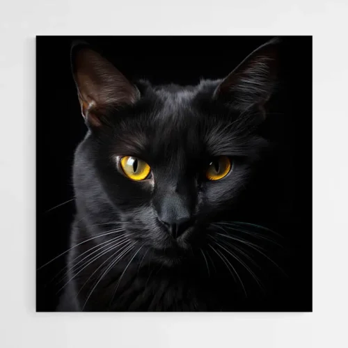 Tableau Chat Noir Yeux Jaunes