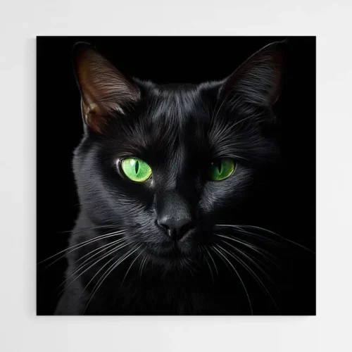 Tableau Chat Noir Yeux Verts