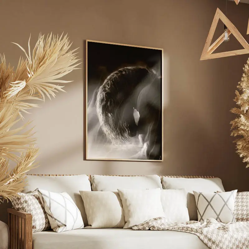 Tableau cheval noir et blanc